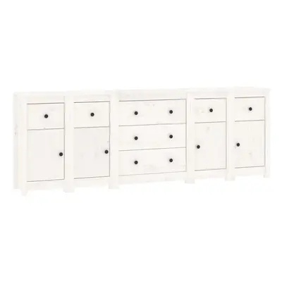 (White) vidaXL Solid Wood Pine Sideboard Side Cabinet Home Organiser Multi Colours