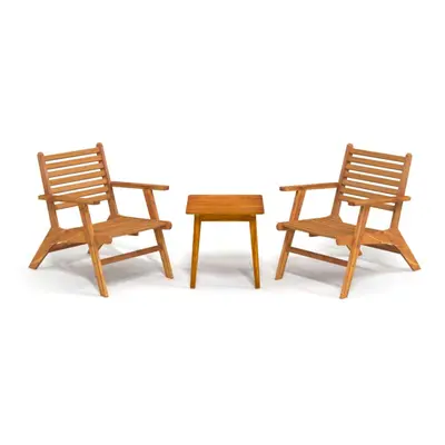 vidaXL Solid Wood Acacia Bistro Set Piece Outdoor Relax Chair and Table