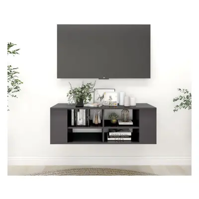 vidaXL Wall-Mounted TV Cabinet Concrete High Gloss Grey Chipboard Living Room