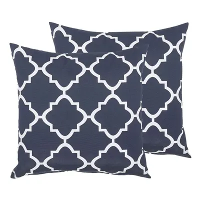 Set of Garden Cushions Trellis Pattern x cm Blue SOFADES