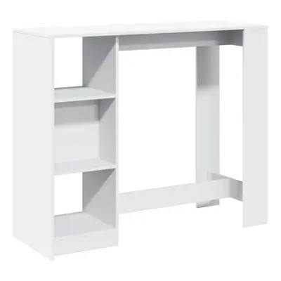 vidaXL Bar Table with Shelf Counter Table Bistro Table White Engineered Wood