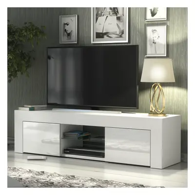 TV Unit 130cm Creative Furniture - White Gloss Doors