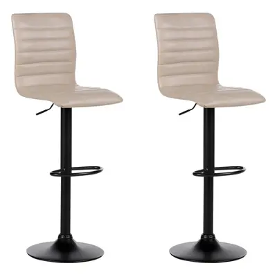 Set of Bar Chairs LUCERNE Faux Leather Swivel Light Beige