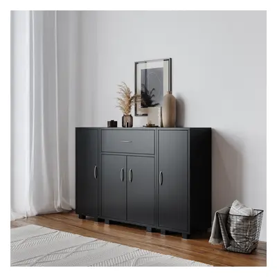 (Black, Two) Wooden Free Standing Side Corner Cabinet Cupboard Hallway Living Room Storage