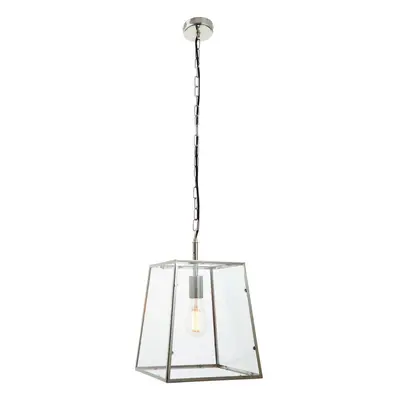 Ceiling Pendant Light Bright Nickel & Clear Glass 40W E27 Dimmable e10263