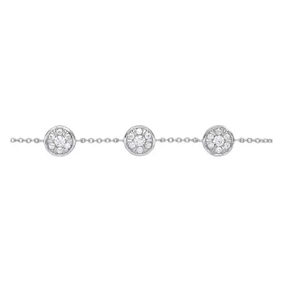 Jewelco London Ladies Sterling Silver Cubic zirconia Pineapple Slice Cluster Bead Bracelet 9mm -