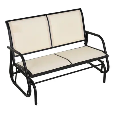 Outsunny 2-Person Patio Glider Bench Gliding Chair Loveseat w/ Armrest Beige