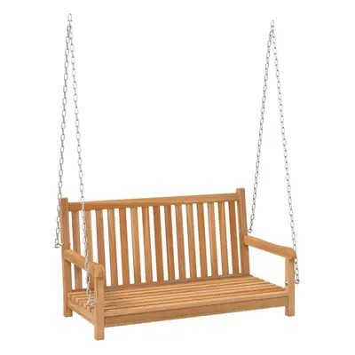 vidaXL Solid Teak Wood Swing Bench Outdoor Terrace Wooden Swing Seat Chair