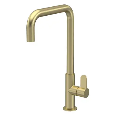 Kitchen Mono Mixer Tap with Lever Handle, 361mm - Brushed Brass