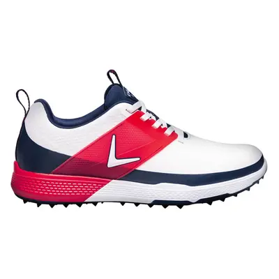 (UK 7.5, White/Navy/Red) Callaway Golf Mens M593 Nitro Blaze Spikeless Waterproof Golf Shoes