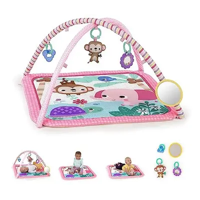 Floral Safari Baby Activity Gym Machine Washable Play Mat with Toys, Newborn and up - Pink and P