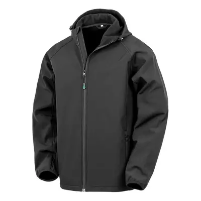 (S, Black) Result Mens Hooded Layer Recycled Soft Shell Jacket