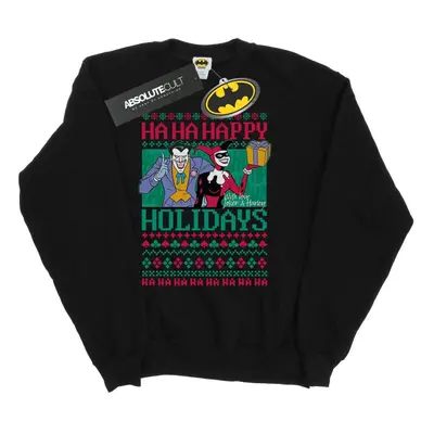 (4XL, Black) DC Comics Mens Joker And Harley Quinn Ha Ha Happy Holidays Sweatshirt