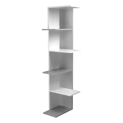 (White and Grey, 5) or Tier Wooden Modern Display Corner Bookcase