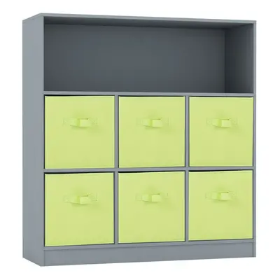 (Grey, Green) Wooden Cubed Bookcase Units Shelves Drawers