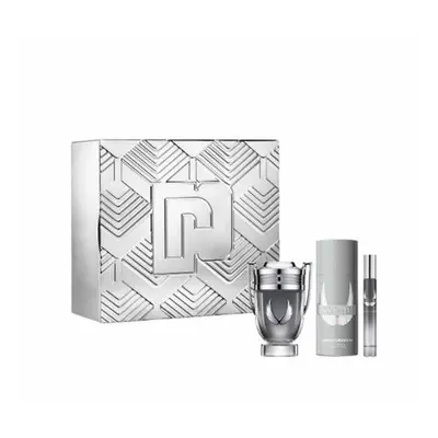 Paco Invictus Platinum Pcs Set For Men: 3.4 Eau De Parfum + 5.1 Deodorant Spray + 0.34 Eau De Pa