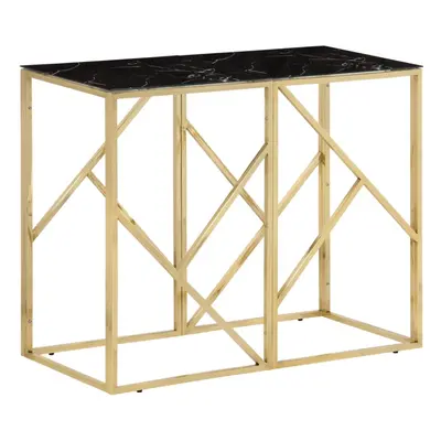 vidaXL Console Table Side End Table Gold Stainless Steel and Tempered Glass