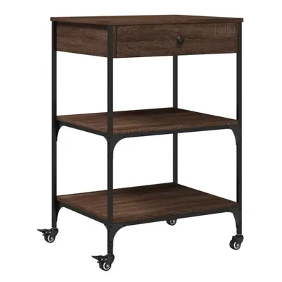 vidaXL Kitchen Trolley Rolling Cart Storage Cart Brown Oak Engineered Wood