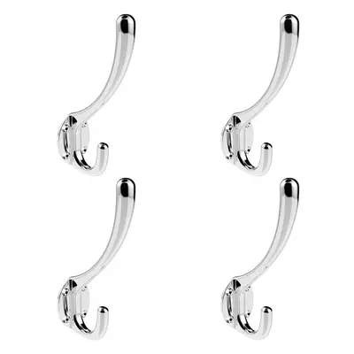 4x Heavyweight One Piece Hat & Coat Hook 76mm Projection Polished Chrome