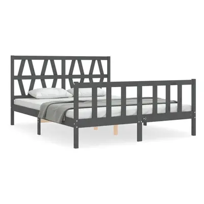 (grey, x cm) vidaXL Bed Frame Platform Bed with Headboard Black Small Single Solid Wood