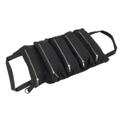 (Black) Handheld Foldable Canvas Storage Tool Bag Portable Toolbag Repair Hand Toolkit Metal Scr