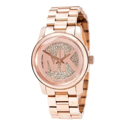 Michael Kors Runway Ladies Watch Rose Gold Paved Crytal MK Dial MK5853