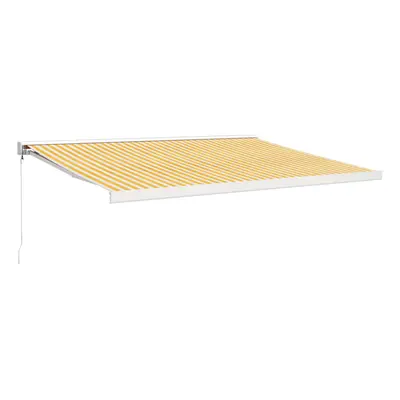 vidaXL Retractable Awning Canopy Yellow and White 4x3 m Fabric and Aluminium