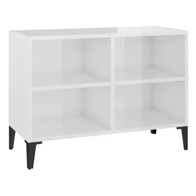 vidaXL TV Cabinet with Metal Legs High Gloss White TV Stand Unit Hifi Cabinet