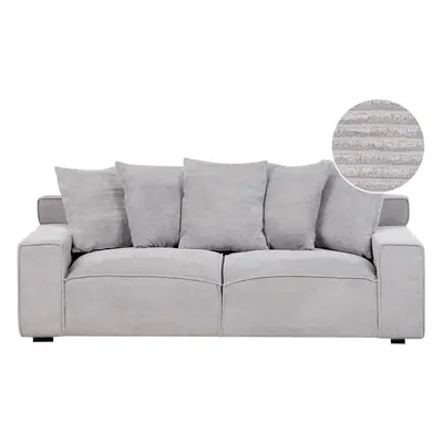 3 Seater Jumbo Cord Sofa Light Grey VISKAN