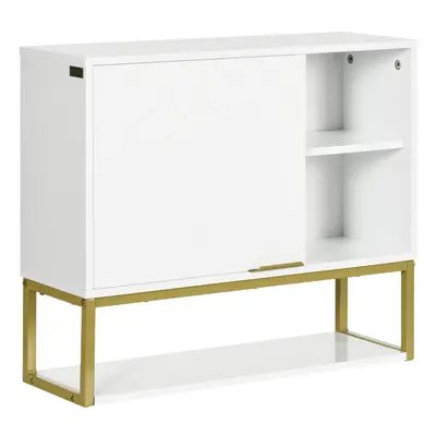 kleankin Bathroom Wall Cabinet with Adjustable Shelf for Hallway, Living Room