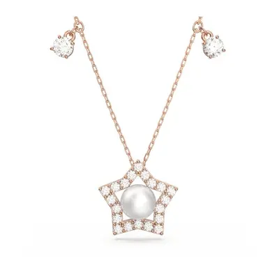 Swarovski Stella Crystal Pearls Star White Rose Gold-Tone Plated Necklace