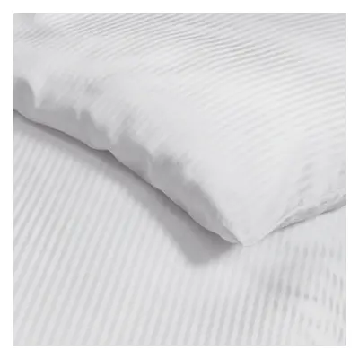 Catherine Lansfield Satin Stripe Thread Count Super King Duvet Set White