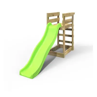 (Light Green) Rebo Add-on Wooden Platform with 6FT Slide for Wooden Garden Swing Sets