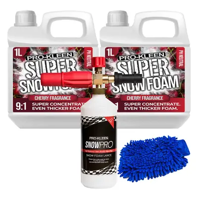 (Cherry x 1L, x Pro-Kleen Karcher Lance & Mitt) Super Concentrate Snow Foam Car Shampoo Kits