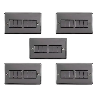 5 PACK Gang Metal Multi Light Switch BLACK NICKEL Way 10A Black Trim