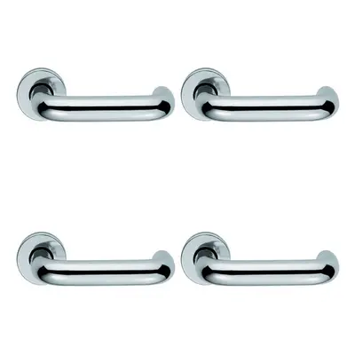 4x PAIR 22mm Round Bar Safety Lever Concealed Fix Round Rose Polished Aluminium