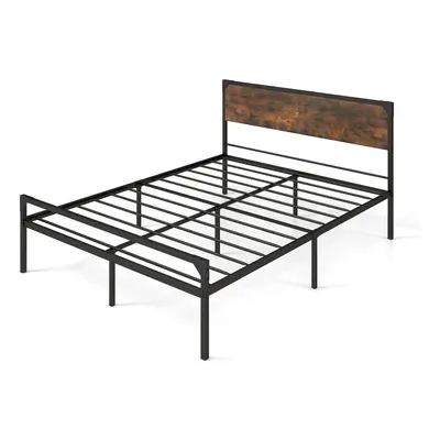 King Bed Frame Industrial Metal Platform Bed with Headboard and Footboard