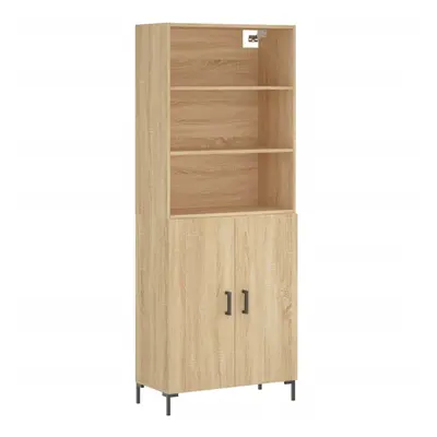 (sonoma oak, doors) vidaXL Highboard Sideboard Storage Cabinet High Gloss White Engineered Wood