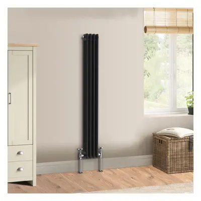 (1500 x 202mm - Triple) Warmehaus Traditional Cast Iron Style Black Radiator Perfect for Bathroo