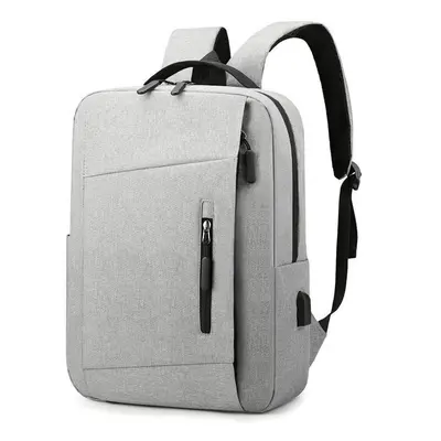 (Grey) inch Leisure Backpack Laptop Bag Male Outdoors Travel Shoulders Storage Bag with USB Char