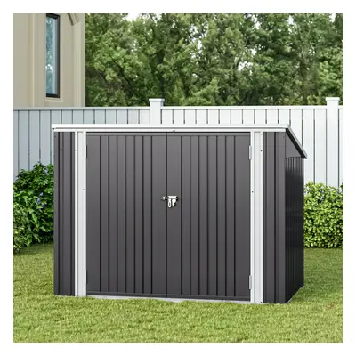 5.5 x 3.5 ft Charcoal Black Metal Shed Garden Storage Shed Bin Store Bike Storage with Double Do