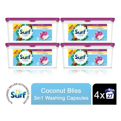 (Buy 4) Surf 3in1 Washing Capsules, Coconut Bliss - W