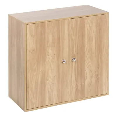 (Oak, With Oak Door) 2-Tier Wooden Storage Cupboard