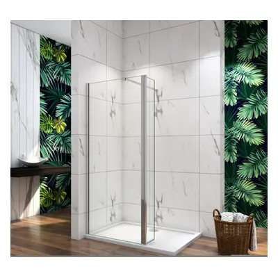 (Shower Screen: 800mm+300mm Flipper Panel;Stone Tray: 1400x760mm) Walk In Wet Room Shower Enclos