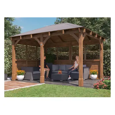 Dunster House Gazebo 4m x 3m with Louvre Walls