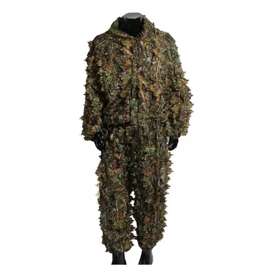 Mens 3D Tactic Sniper Clothes Lightweight Hooded Camouflage Ghillie Leaf Suit