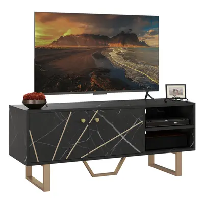 HOMCOM TV Unit for Living Room, TV Stand, Black Marble