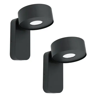 2 PACK IP44 Outdoor Wall Light Black Zinc Steel 6W Built in LED Porch Lamp