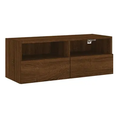 vidaXL TV Wall Cabinet Wall-mounted TV Cabinet Stand Brown Oak Engineered Wood