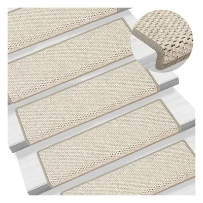 vidaXL Stair Mats Carpet Stair Tread Rug Self-adhesive Sisal-Look pcs Beige